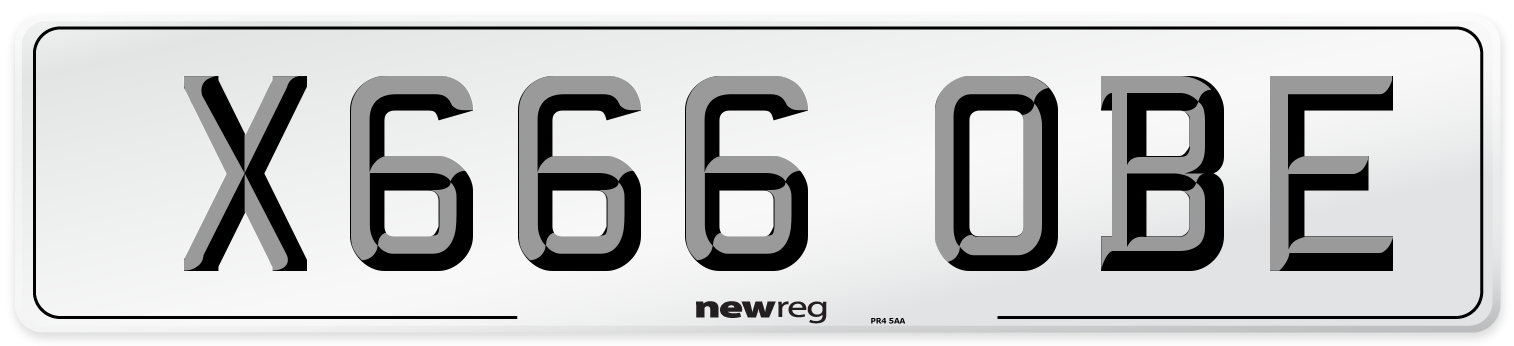 X666 OBE Number Plate from New Reg